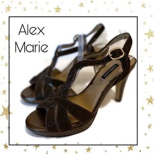 Alex Marie Brown Suede Sparkle Platform Heels 6